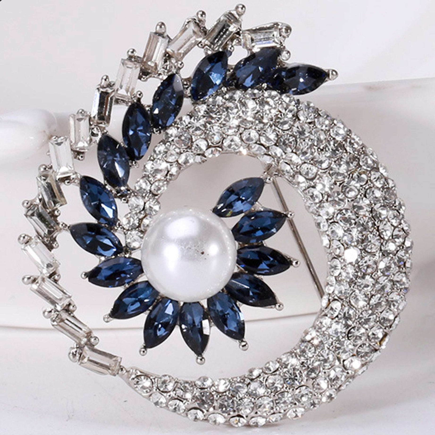JBRO1 Zircon Crescent Unisex Brooch