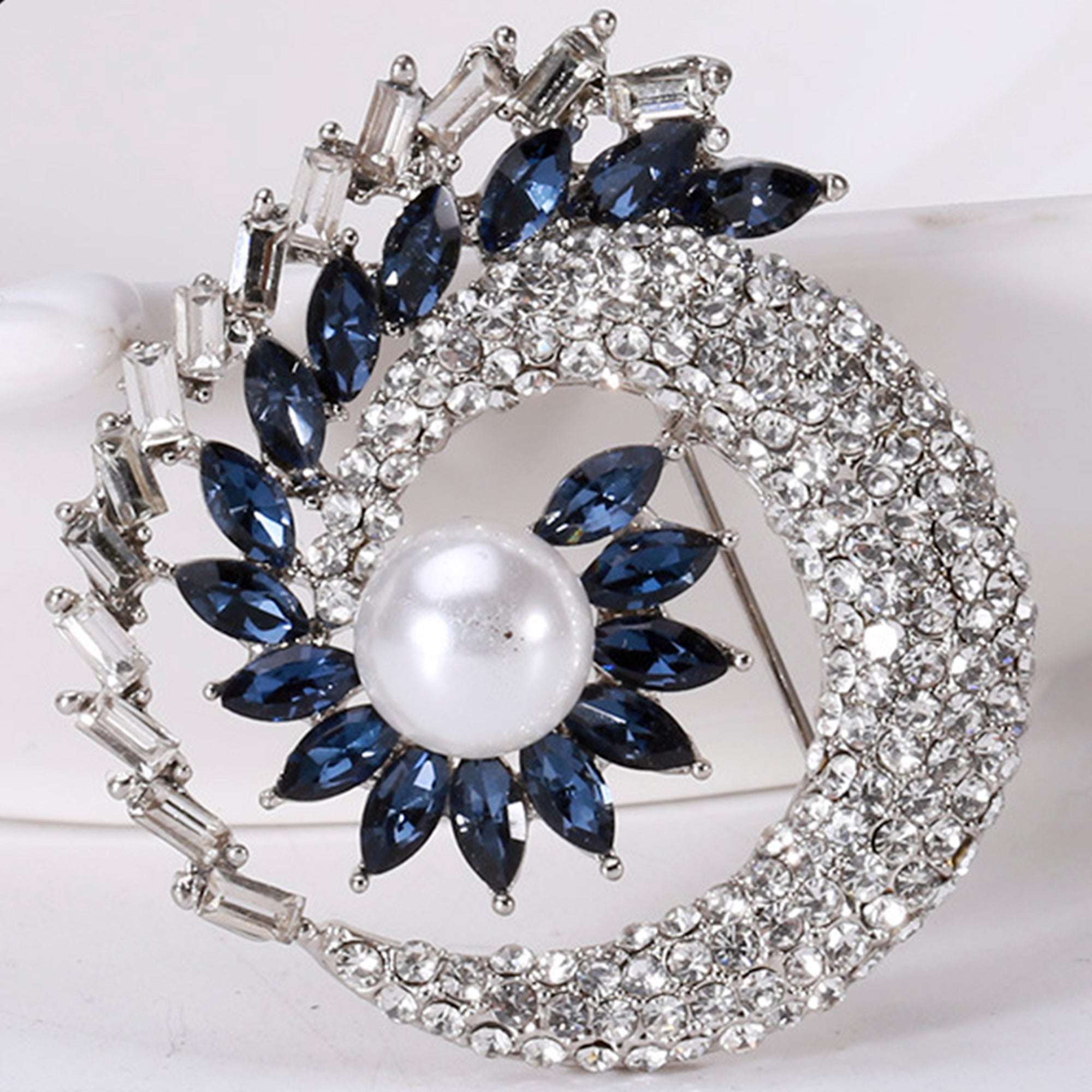 JBRO1 Zircon Crescent Unisex Brooch