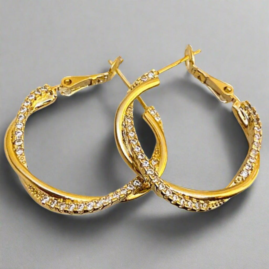 JE27-5 Hoop CZ Circular Earrings