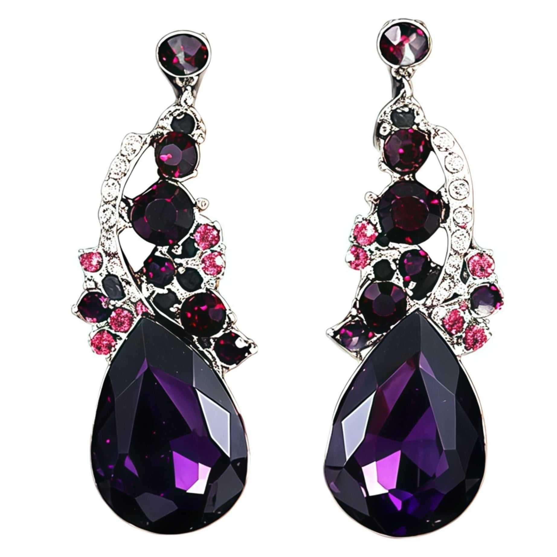 Gehney Purple Drop Earrings for Women Girls Teens | Earrings with Sparkling Stones