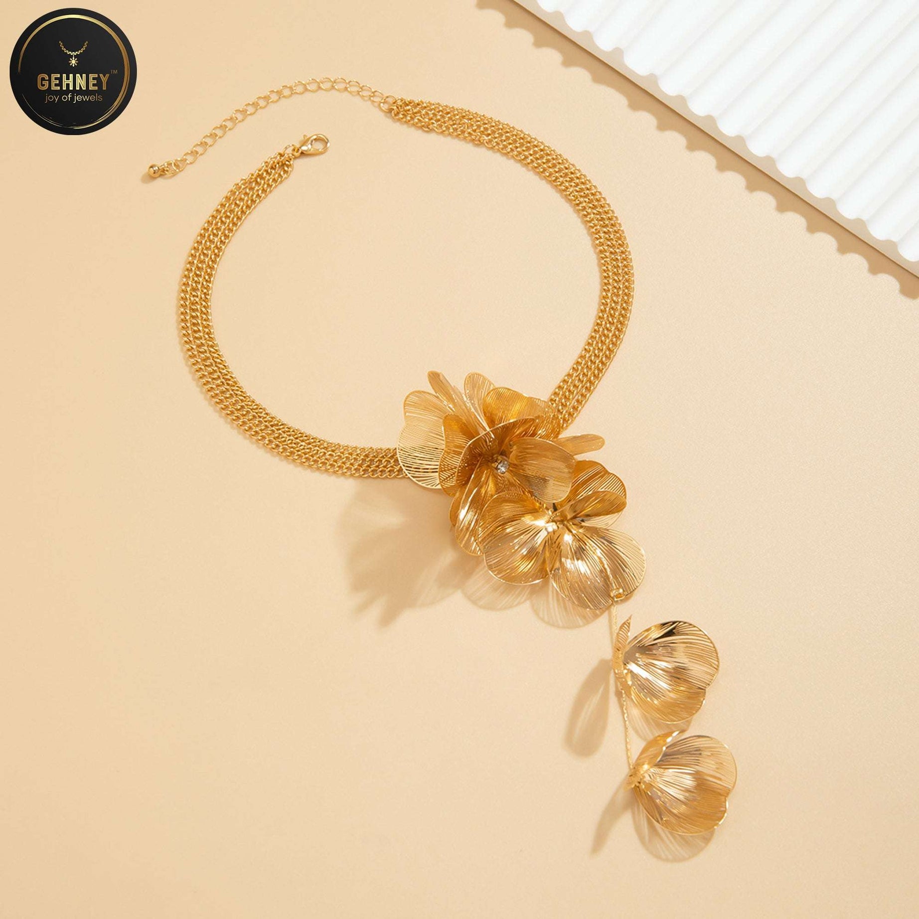 JN62 Adjustable Chain Floral Choker Necklace