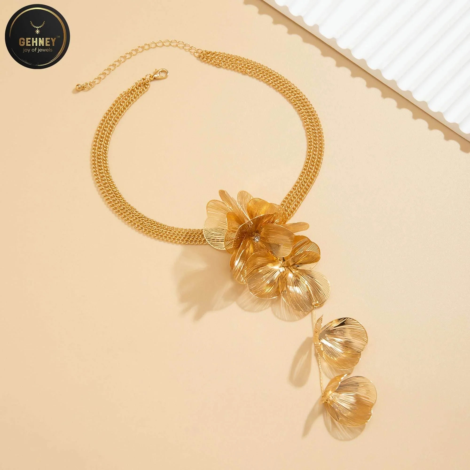 JN62 Adjustable Chain Floral Choker Necklace - Gehney
