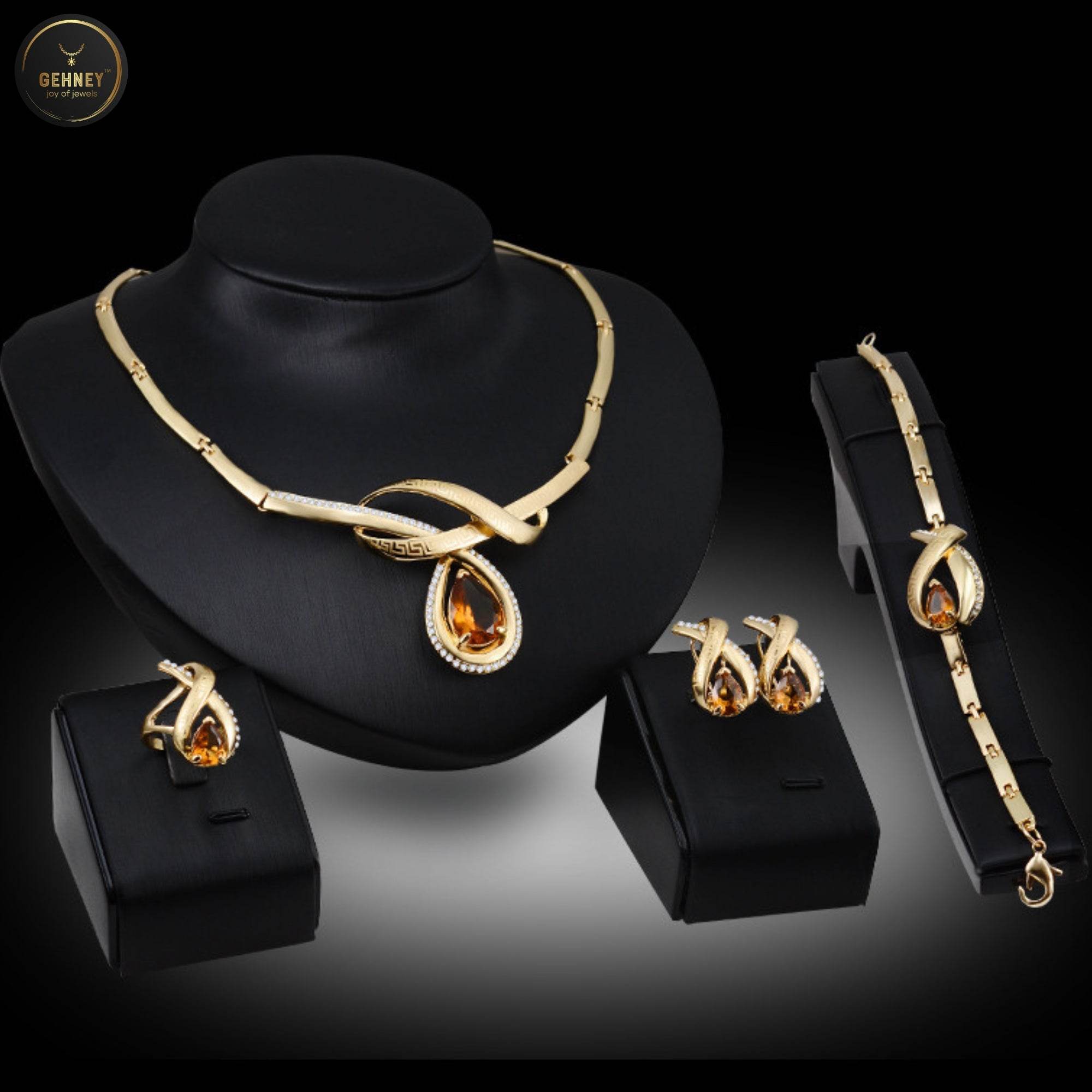 JN75 Rose Gold-Plated Gemstone Jewelry Set for Women & Teens - Gehney