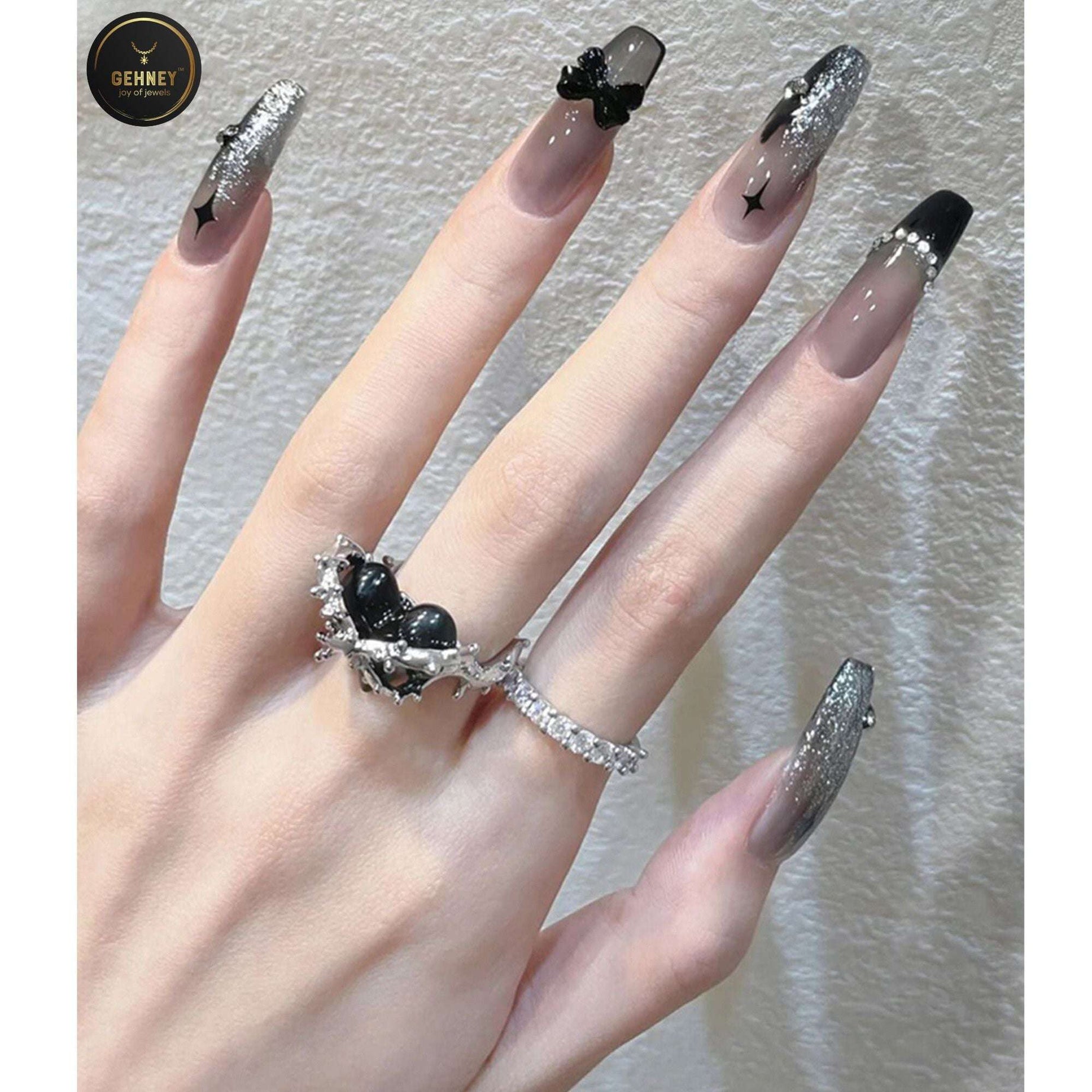 NA3 Artificial Long Fashionable Black Nails
