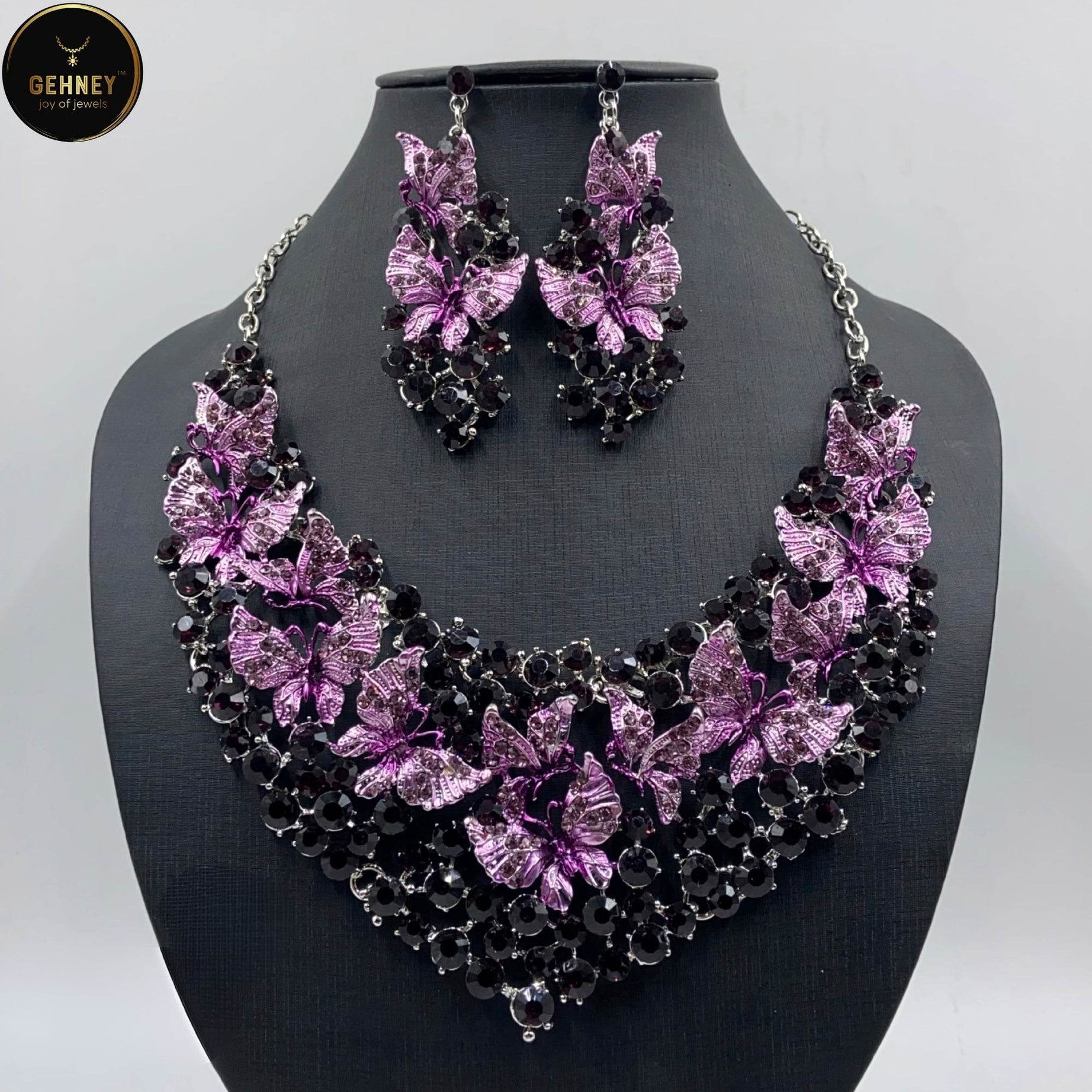 JN90 Butterfly Statement Necklace Set for Women & Girls - Gehney