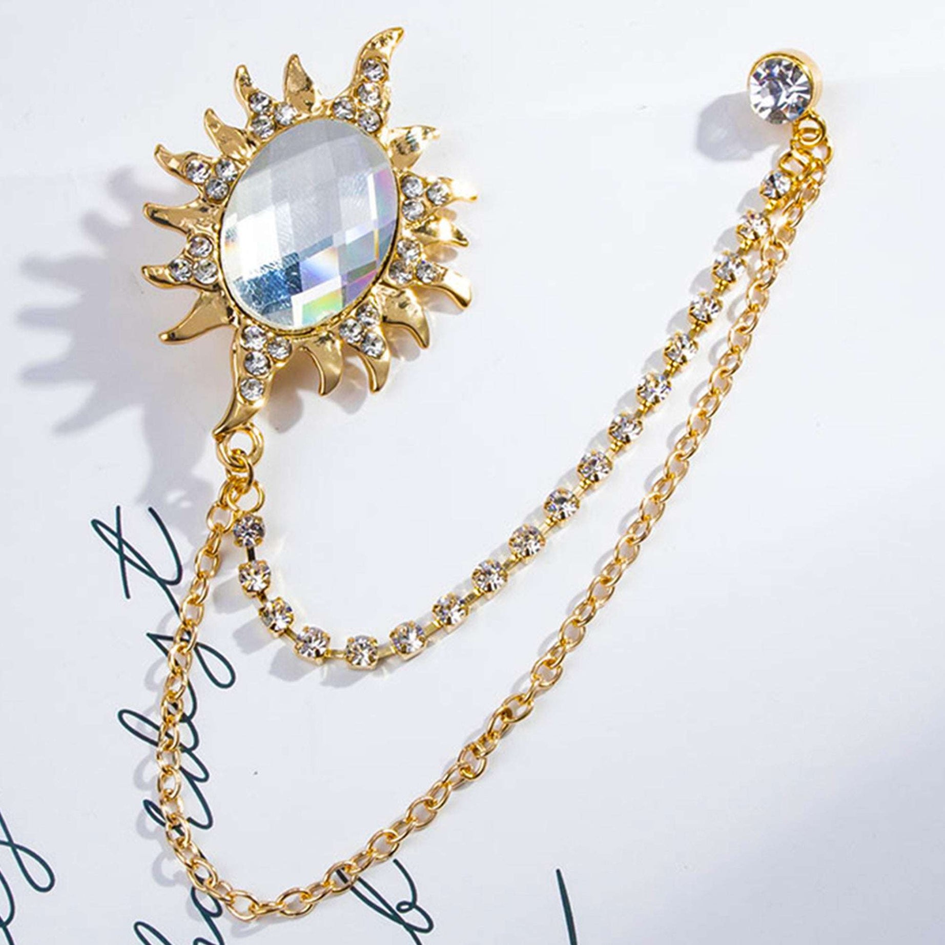 JBRO25 Gemstone Sun Unisex Brooch